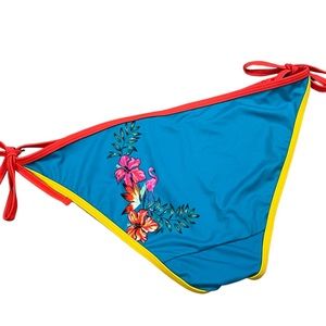 Swim by Cacique Tropical Flamingo Bikini Bottoms Side Tie Colorblock